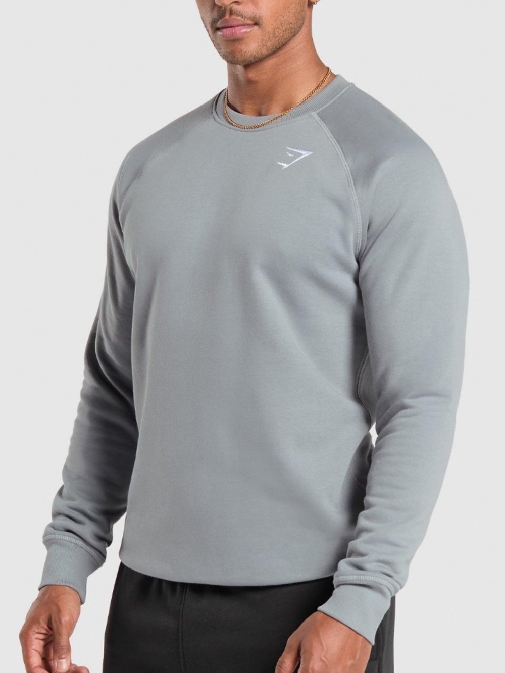 Mens Gymshark Black Fleece-Lined Long Sleeve Performance Top | Gray Size M